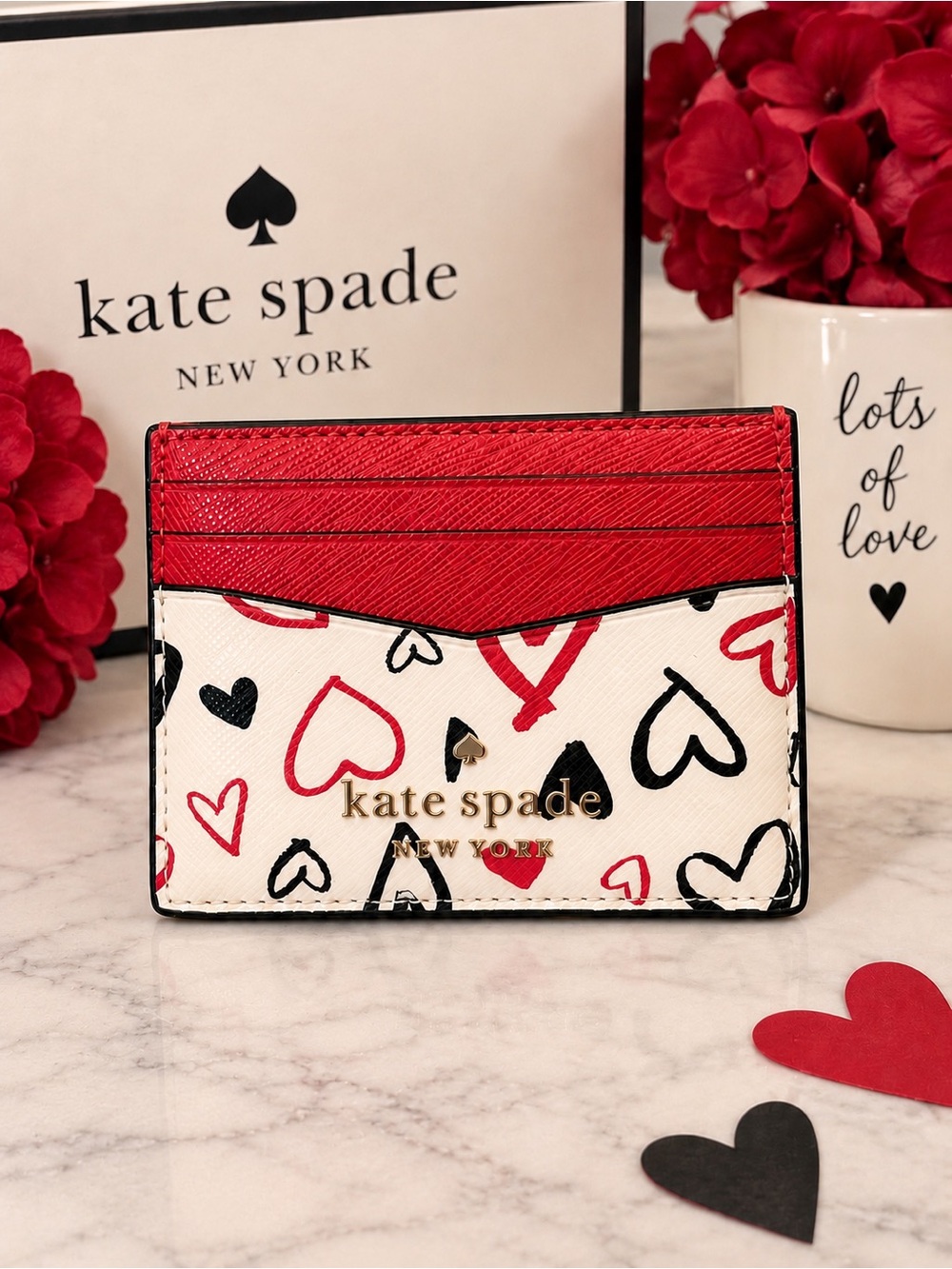 Kate Spade New York Heart Print Card Holder Wallet NWOT